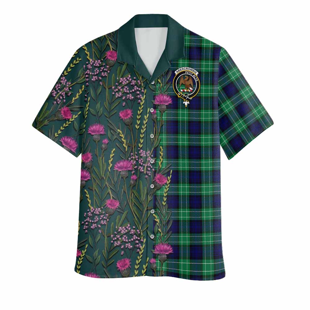 Abercrombie Family Crest Tartan Hawaiian Shirt Scottish Thistle Flower Pattern Half Style - Tartan Vibes Clothing