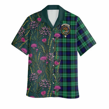 Abercrombie Family Crest Tartan Hawaiian Shirt Scottish Thistle Flower Pattern Half Style - Tartan Vibes Clothing
