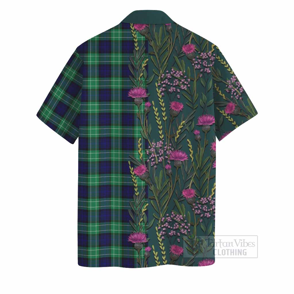 Abercrombie Family Crest Tartan Hawaiian Shirt Scottish Thistle Flower Pattern Half Style - Tartan Vibes Clothing