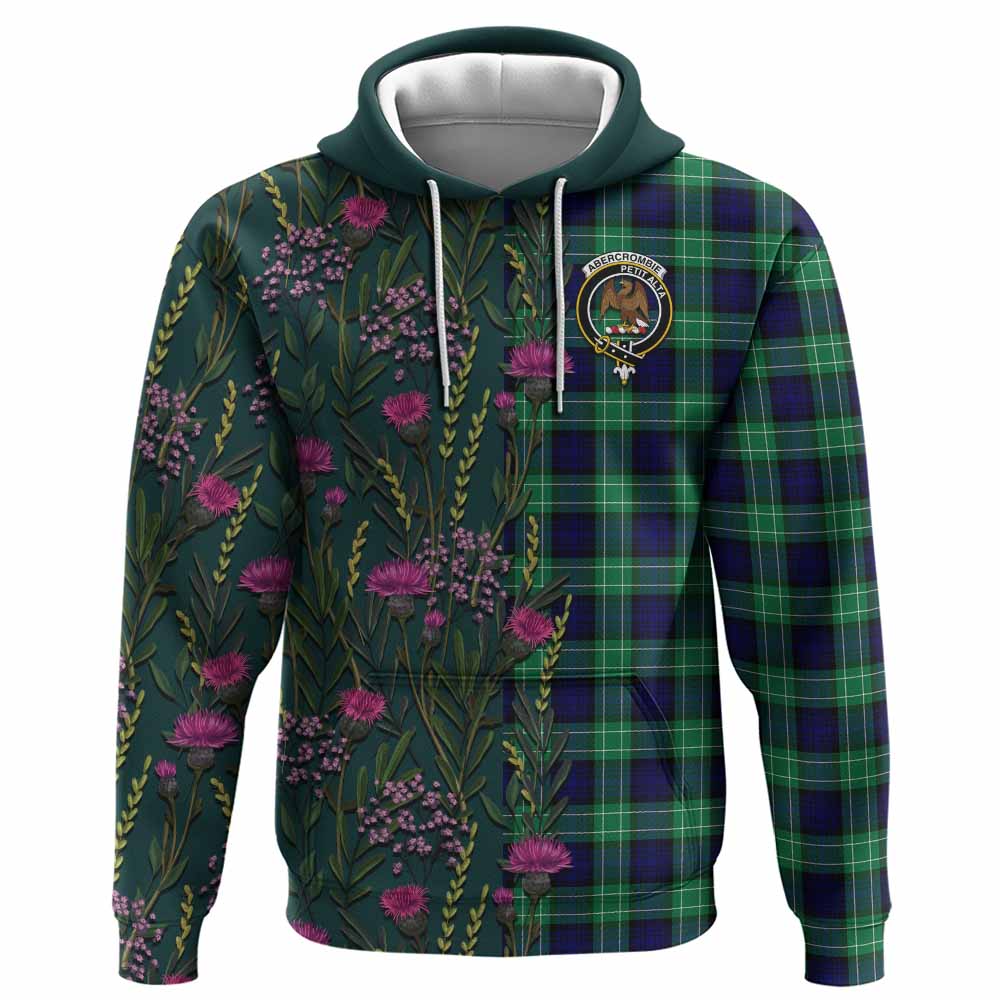 Abercrombie Family Crest Tartan Hoodie Scottish Thistle Flower Pattern Half Style - Tartan Vibes Clothing