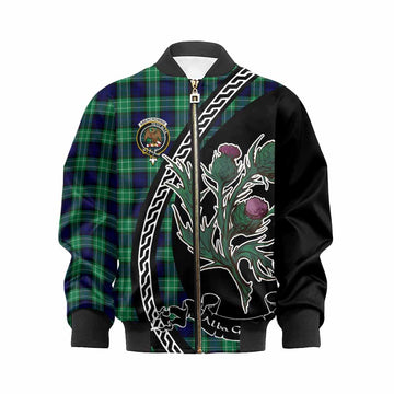 Abercrombie Family Crest Tartan Kid Bomber Jacket Alba Thistle Inspired