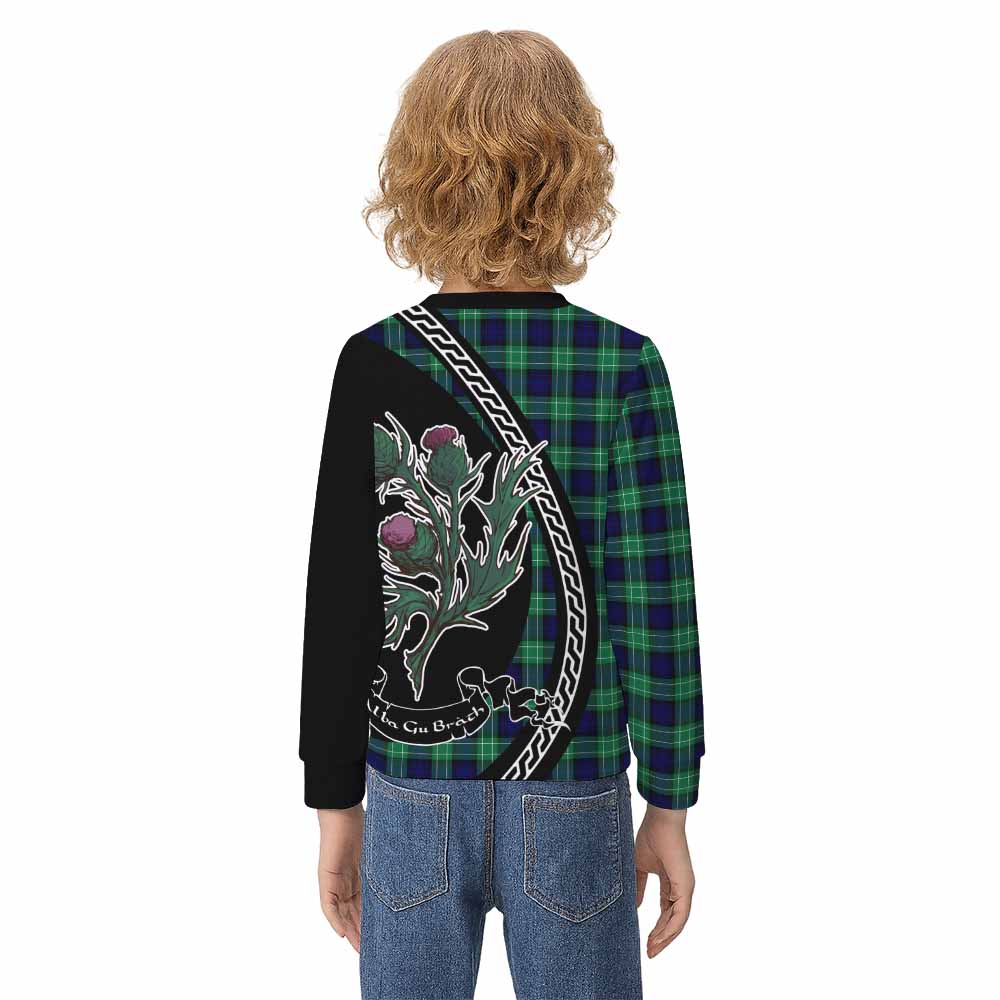 Abercrombie Family Crest Tartan Kid Knitted Sweatshirt Alba Thistle Inspired - Tartan Vibes Clothing