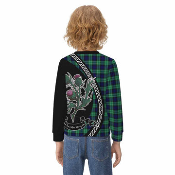 Abercrombie Family Crest Tartan Kid Knitted Sweatshirt Alba Thistle Inspired