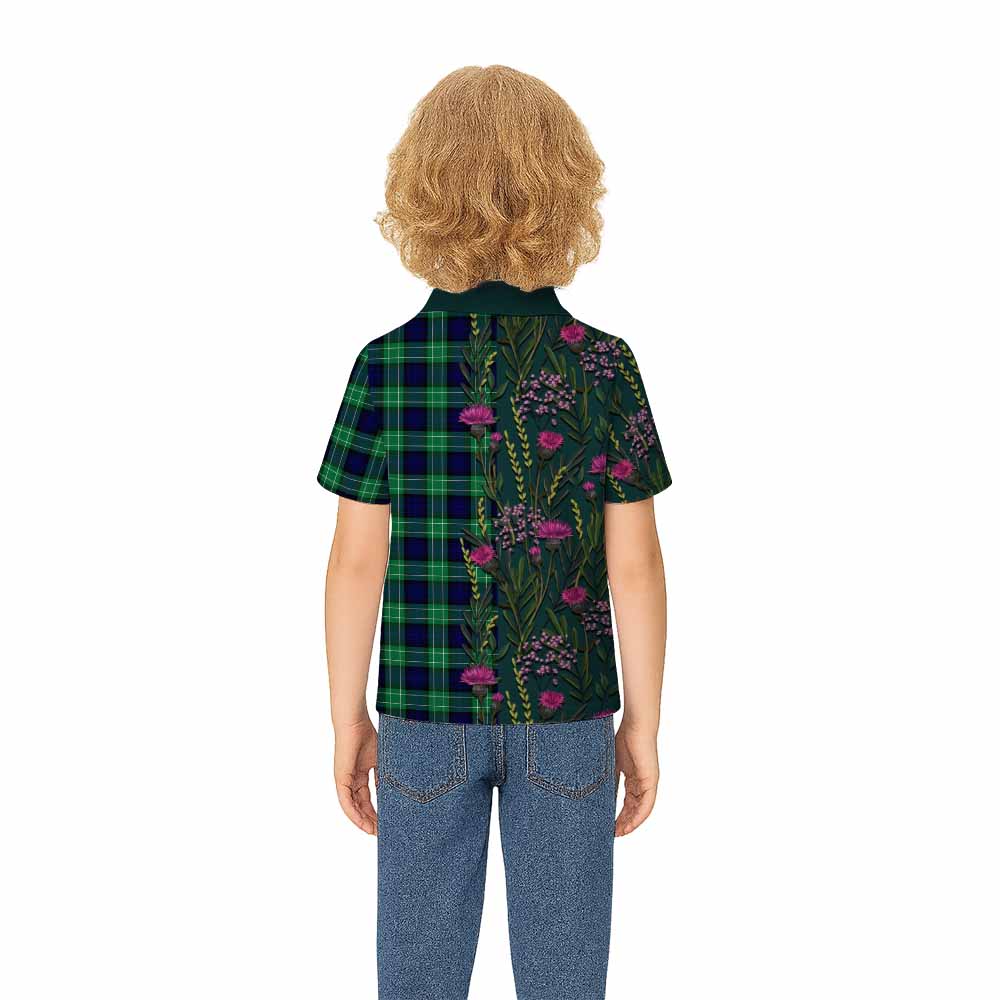 Abercrombie Family Crest Tartan Kid Polo Shirt Scottish Thistle Flower Pattern Half Style - Tartan Vibes Clothing