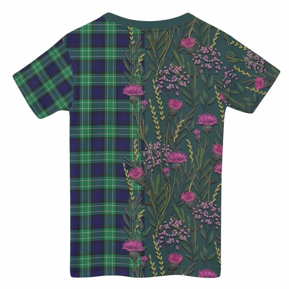 Abercrombie Family Crest Tartan Kid T-shirt Scottish Thistle Flower Pattern Half Style - Tartan Vibes Clothing
