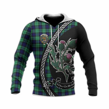 Abercrombie Family Crest Tartan Knitted Hoodie Alba Thistle Inspired