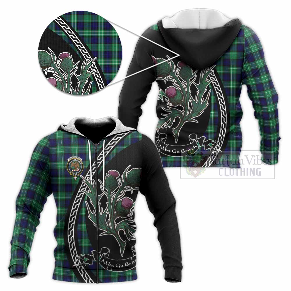 Abercrombie Family Crest Tartan Knitted Hoodie Alba Thistle Inspired - Tartan Vibes Clothing