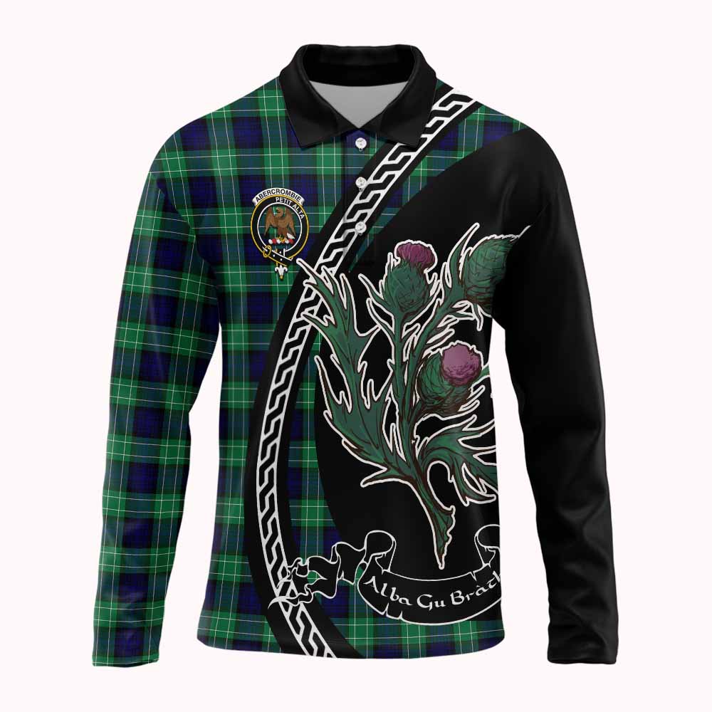 Abercrombie Family Crest Tartan Long Sleeve Polo Shirt Alba Thistle Inspired - Tartan Vibes Clothing