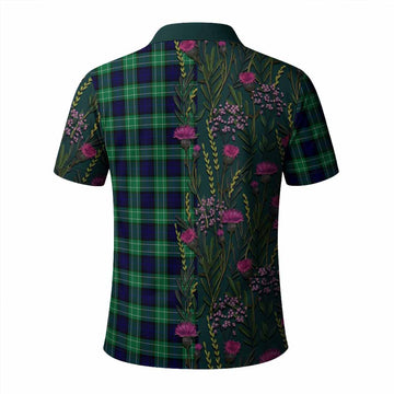 Abercrombie Family Crest Tartan Polo Shirt Scottish Thistle Flower Pattern Half Style