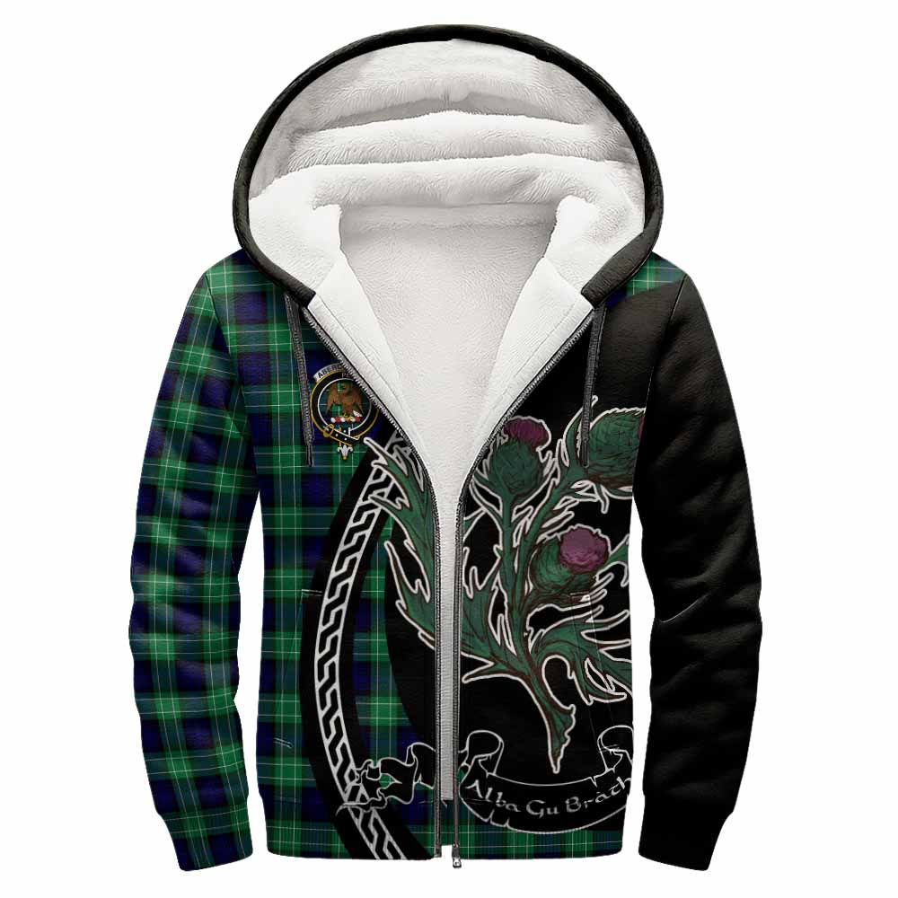 Abercrombie Family Crest Tartan Sherpa Hoodie Alba Thistle Inspired - Tartan Vibes Clothing