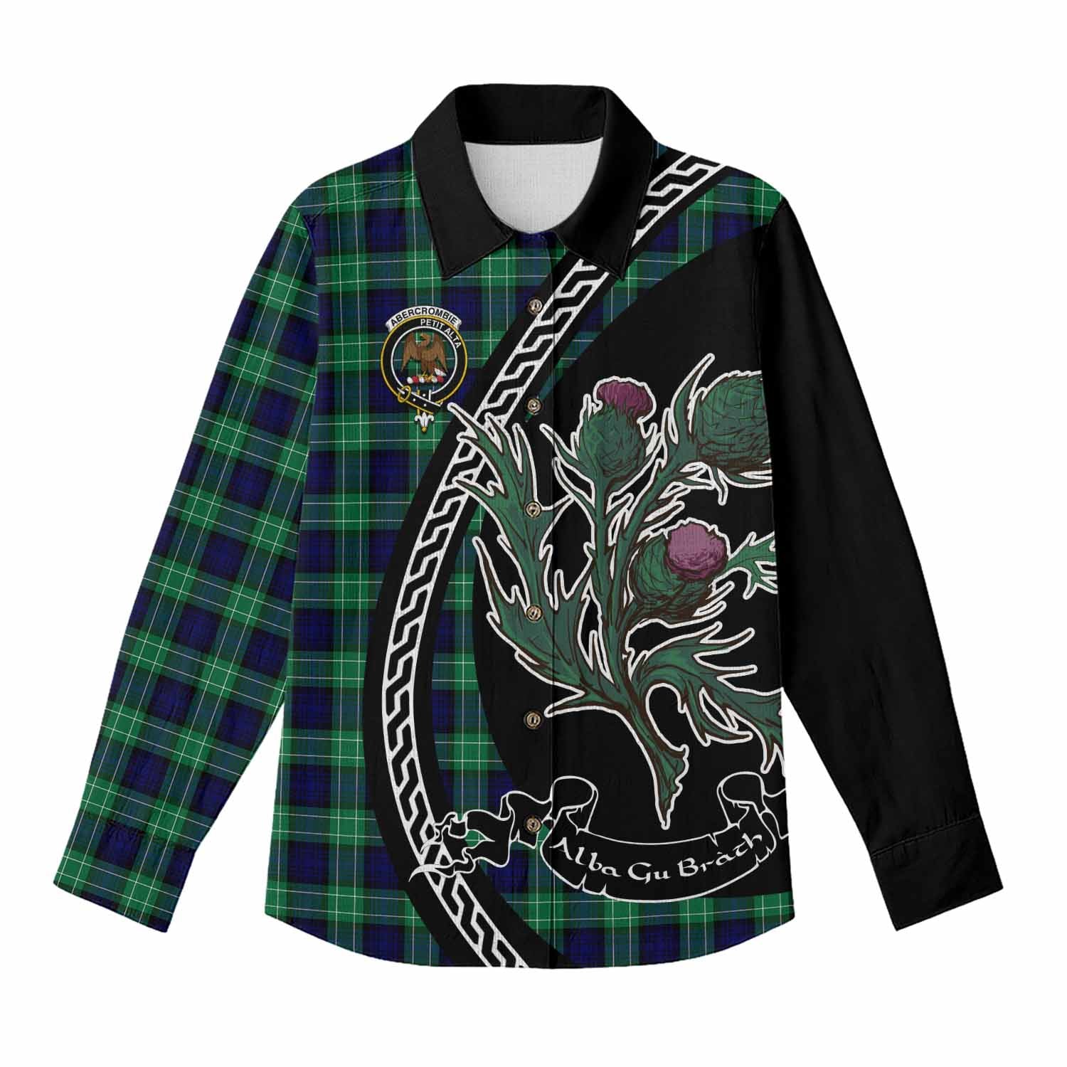 Abercrombie Family Crest Tartan Women Casual Shirt Alba Thistle Inspired - Tartan Vibes Clothing