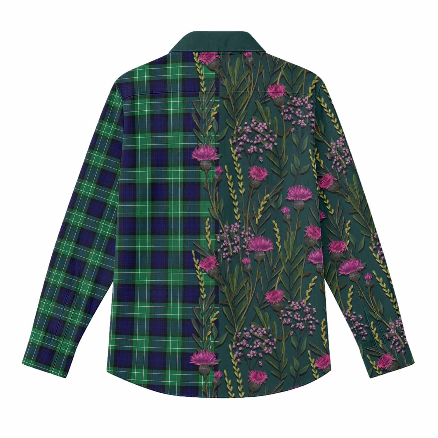 Abercrombie Family Crest Tartan Women Casual Shirt Scottish Thistle Flower Pattern Half Style - Tartan Vibes Clothing