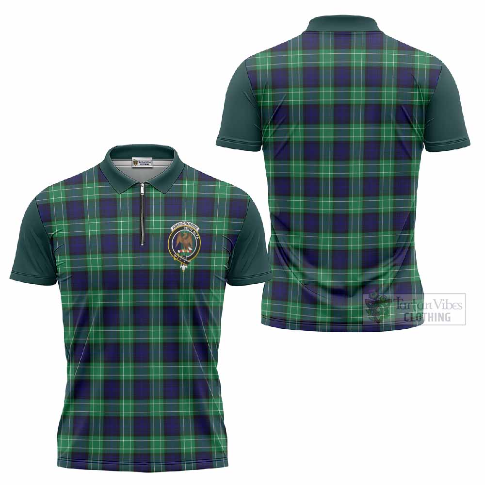 Abercrombie Tartan Accent Zipper Polo Shirt with Family Crest