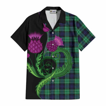 Abercrombie Tartan Cotton Hawaiian Shirt Traditional Scottish Thistle