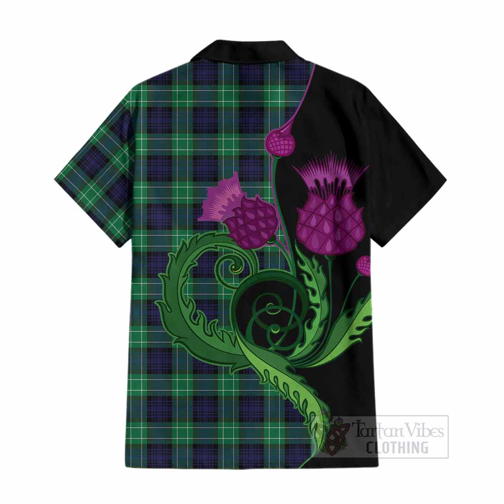 Abercrombie Tartan Cotton Hawaiian Shirt Traditional Scottish Thistle