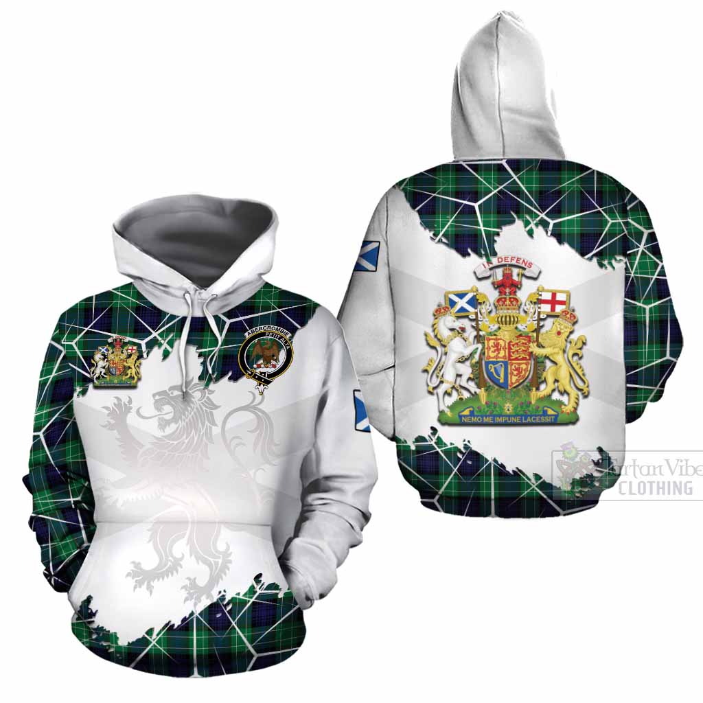 Abercrombie Tartan Cotton Hoodie with Family Crest and Lion Rampant Grunge Style