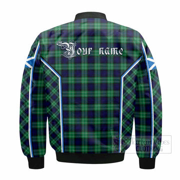 Abercrombie Tartan Crest Bomber Jacket Scotland Coat of Arm Flag Style