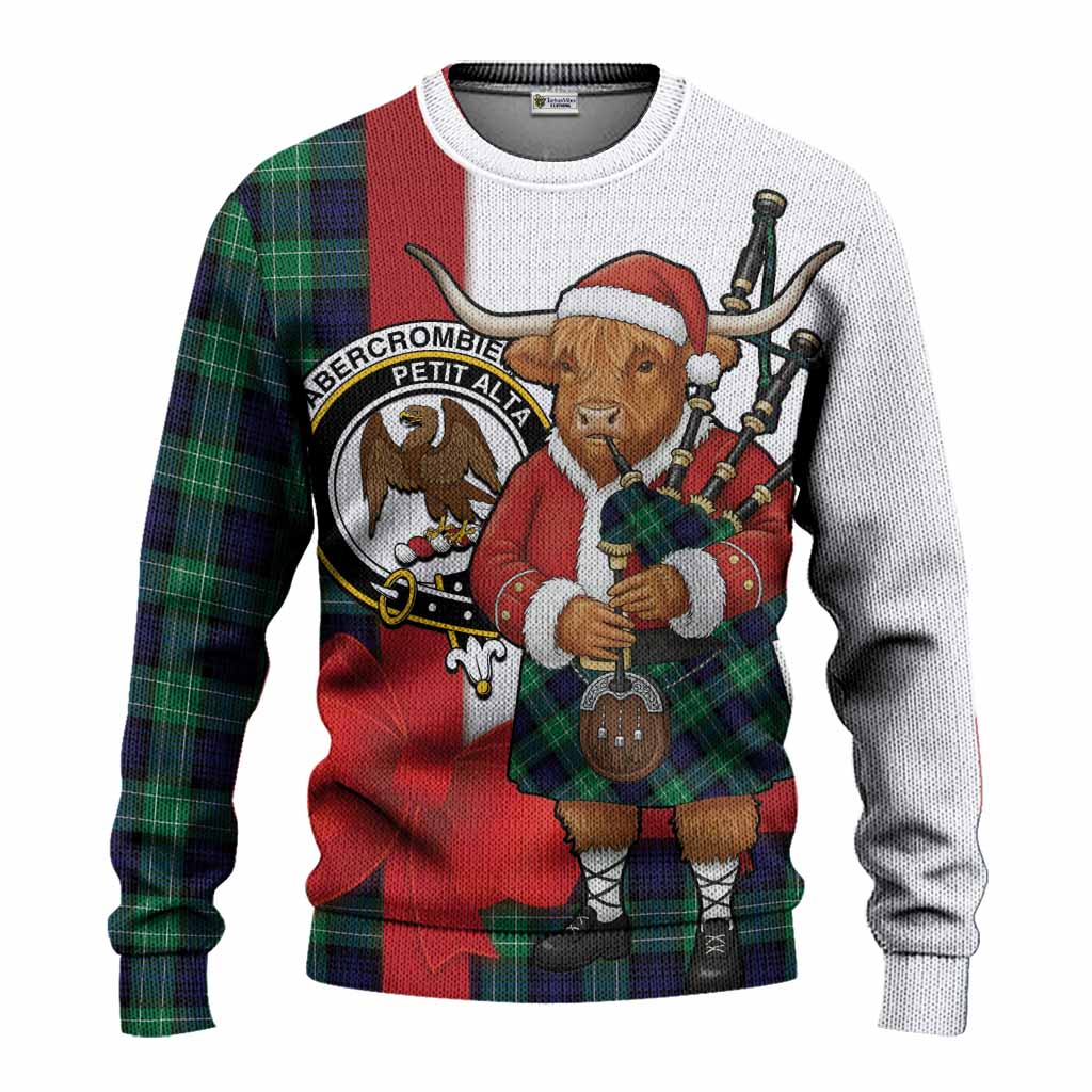 Abercrombie Tartan Crest Christmas Christmas Ugly Sweater Highland Cow Bagpipes Coquette Bow Style