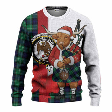 Abercrombie Tartan Crest Christmas Christmas Ugly Sweater Highland Cow Bagpipes Coquette Bow Style