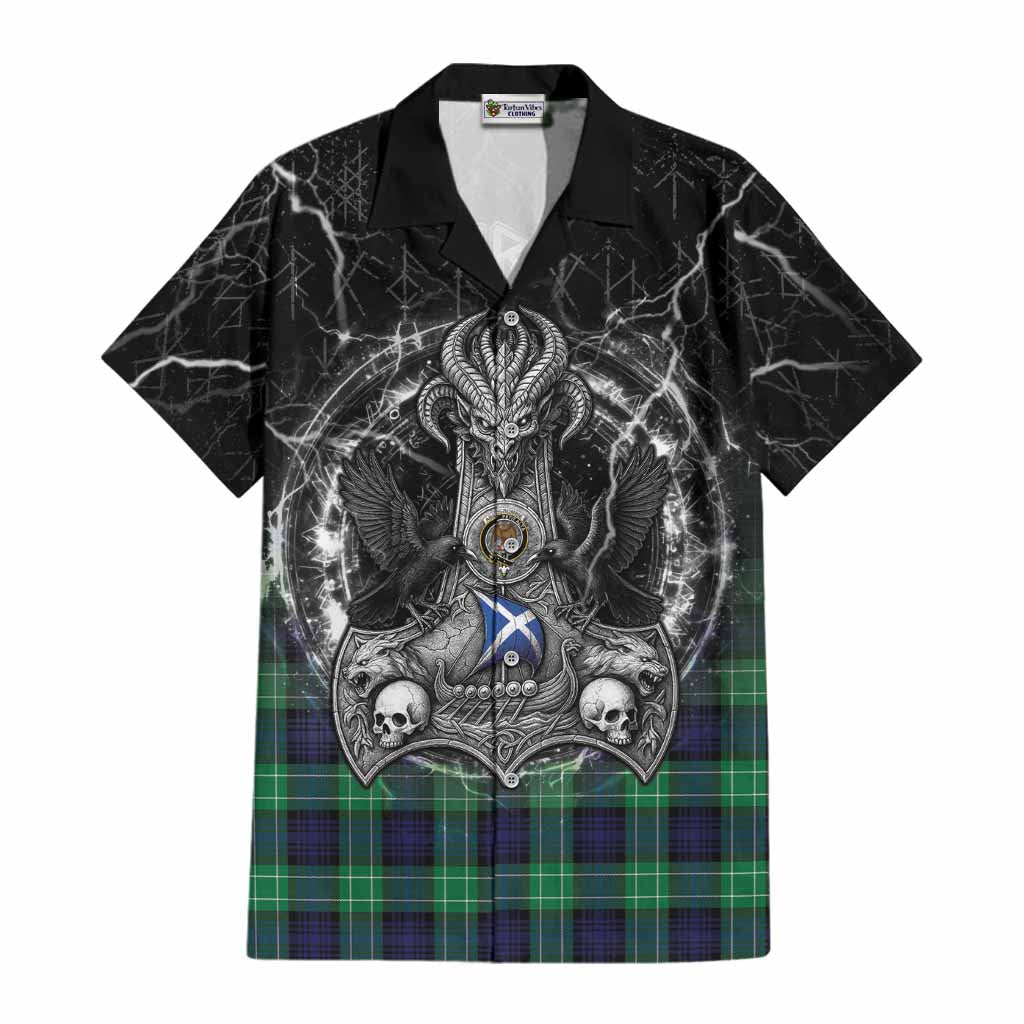 Abercrombie Tartan Crest Cotton Hawaiian Shirt Celtic Odin's Raven Legacy