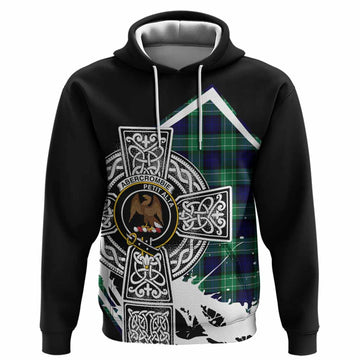 Abercrombie Tartan Crest Hoodie Scottish Celtic Cross Heritage