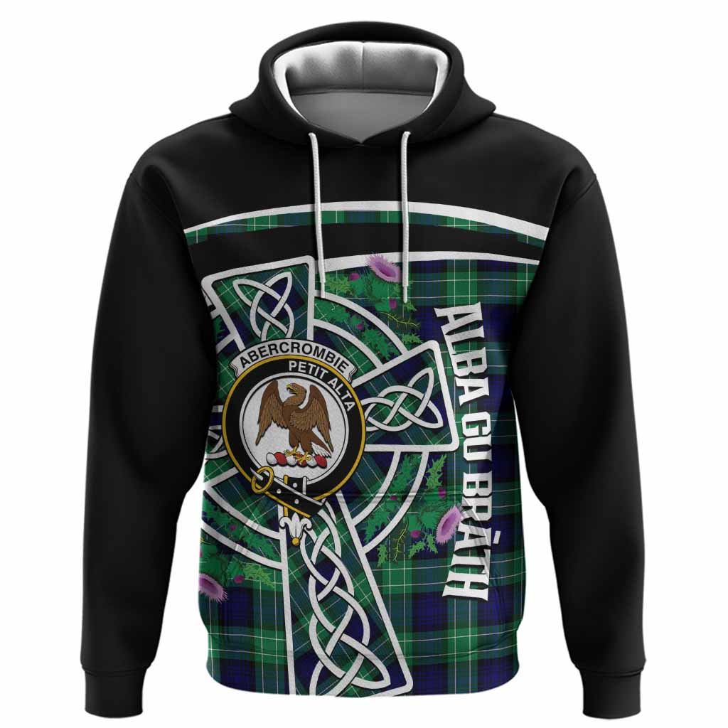 Abercrombie Tartan Crest Hoodie Scottish Thistle Celtic Cross Alba Gu Brath