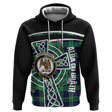 Abercrombie Tartan Crest Hoodie Scottish Thistle Celtic Cross Alba Gu Brath