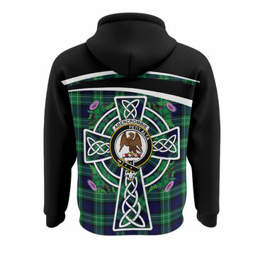 Abercrombie Tartan Crest Hoodie Scottish Thistle Celtic Cross Alba Gu Brath
