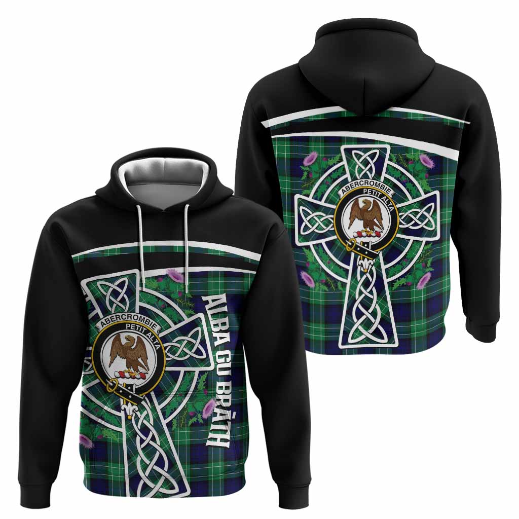 Abercrombie Tartan Crest Hoodie Scottish Thistle Celtic Cross Alba Gu Brath