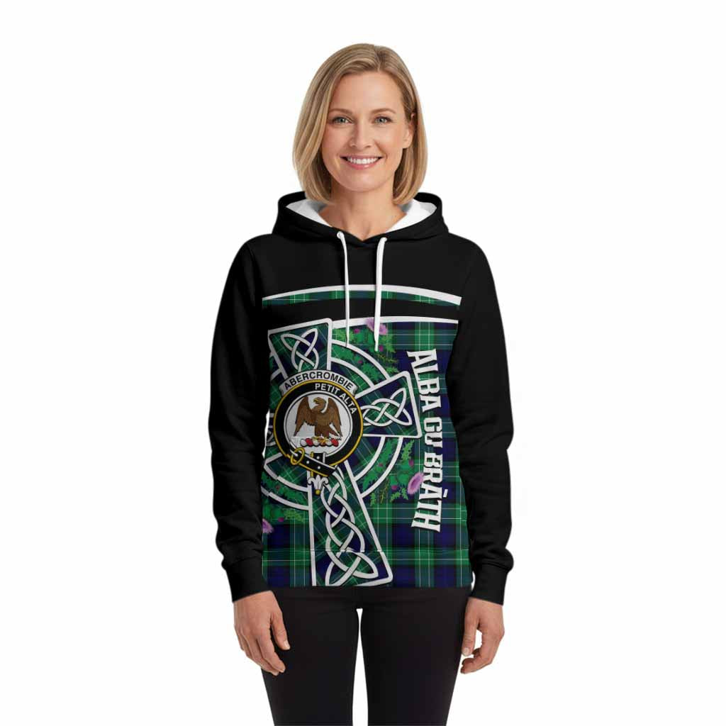 Abercrombie Tartan Crest Hoodie Scottish Thistle Celtic Cross Alba Gu Brath
