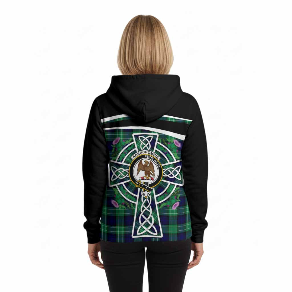 Abercrombie Tartan Crest Hoodie Scottish Thistle Celtic Cross Alba Gu Brath