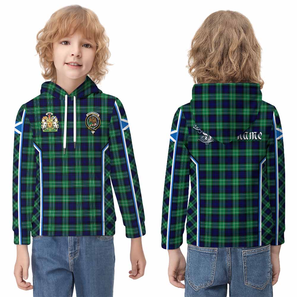 Abercrombie Tartan Crest Kid Hoodie Scotland Coat of Arm Flag Style - Tartan Vibes Clothing