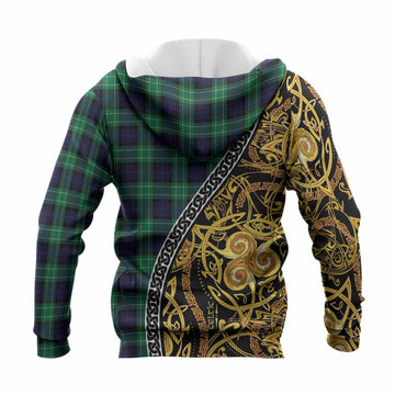 Abercrombie Tartan Crest Knitted Hoodie Celtic Knot and Triple Trickle Spiral Symbols
