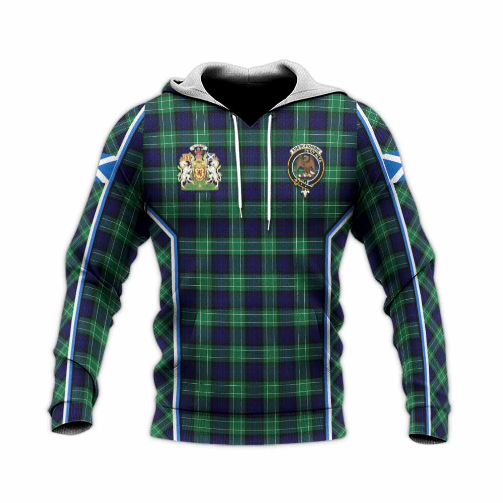 Abercrombie Tartan Crest Knitted Hoodie Scotland Coat of Arm Flag Style - Tartan Vibes Clothing