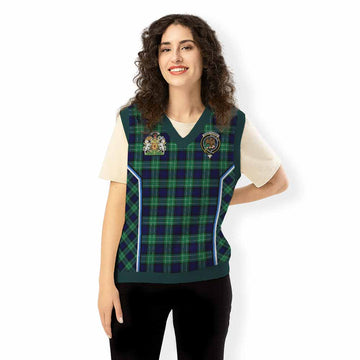 Abercrombie Tartan Crest Knitted V-Neck Vest Scotland Coat of Arm Flag Style