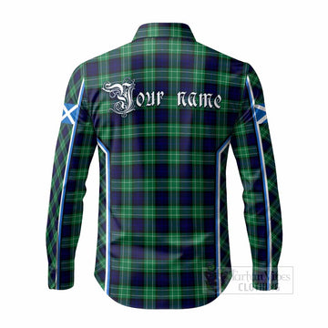 Abercrombie Tartan Crest Long Sleeve Button Shirts Scotland Coat of Arm Flag Style