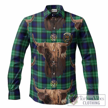 Abercrombie Tartan Crest Long Sleeve Button Shirts Scotland Heilan Coo Tartan Seamless Style