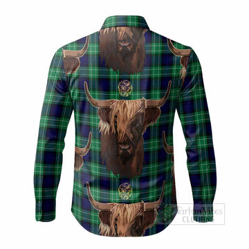 Abercrombie Tartan Crest Long Sleeve Button Shirts Scotland Heilan Coo Tartan Seamless Style