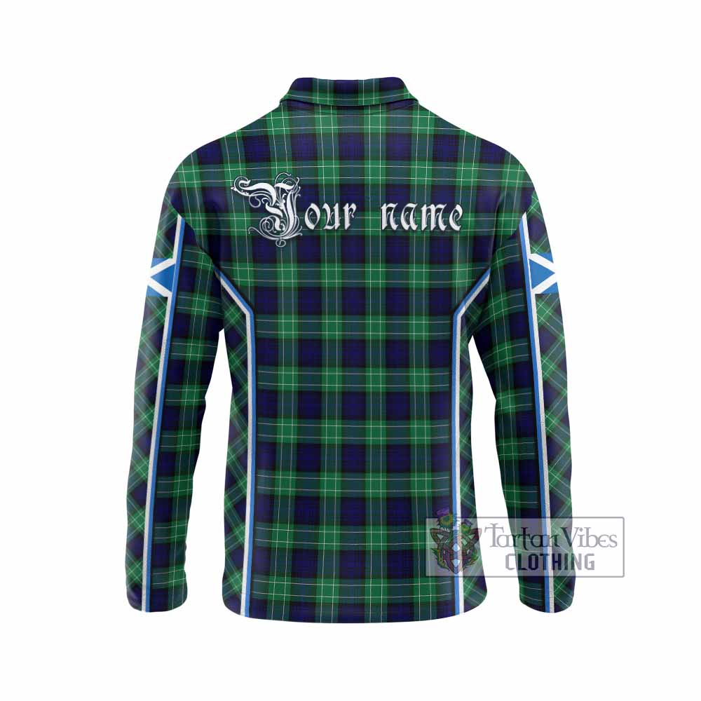 Abercrombie Tartan Crest Long Sleeve Polo Shirt Scotland Coat of Arm Flag Style - Tartan Vibes Clothing