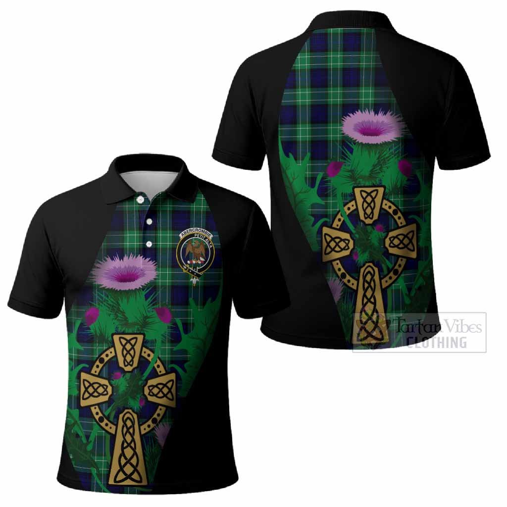 Abercrombie Tartan Crest Polo Shirt Celtic Cross Thistle Flowers