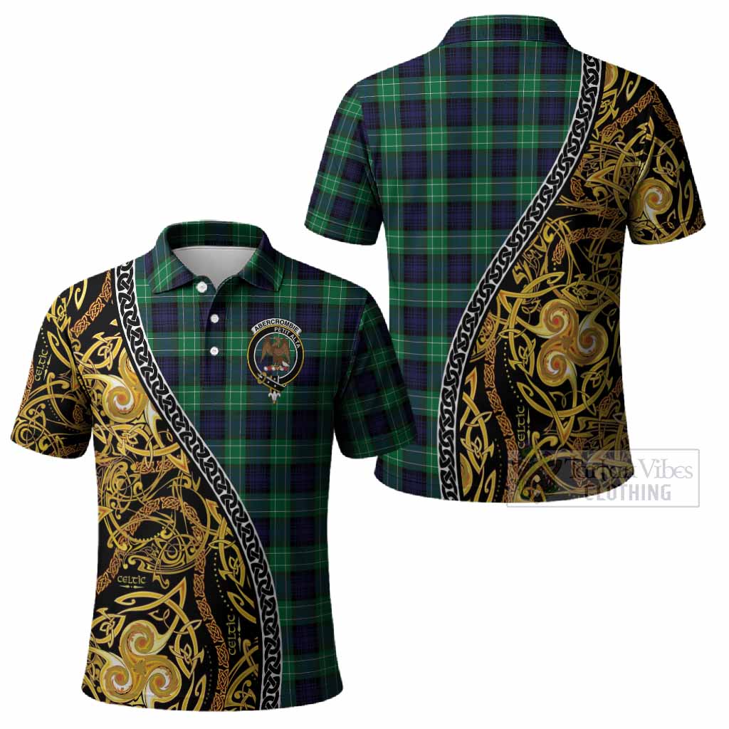 Abercrombie Tartan Crest Polo Shirt Celtic Knot and Triple Trickle Spiral Symbols