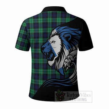 Abercrombie Tartan Crest Polo Shirt Scottish Golden Lions Wave Flow