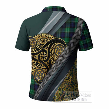 Abercrombie Tartan Crest Polo Shirt Scottish Triskele Celtic