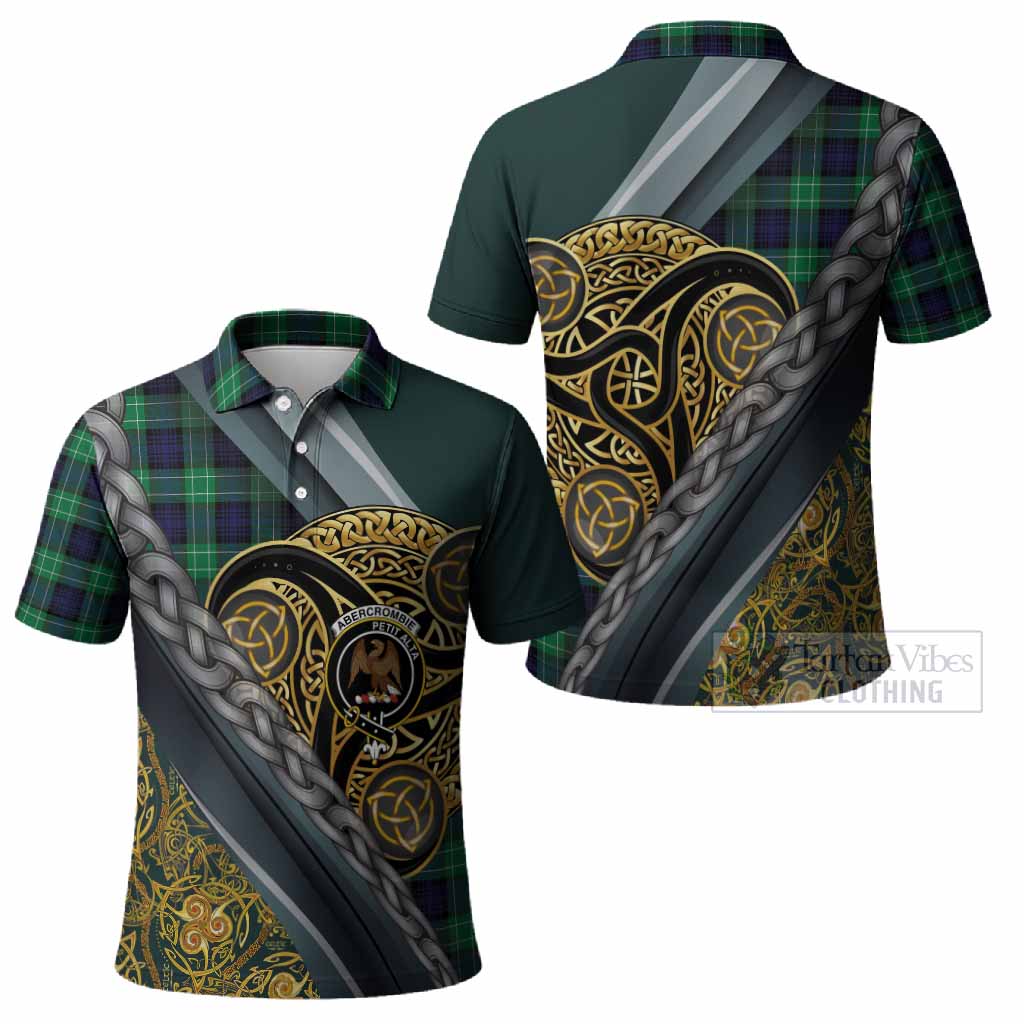 Abercrombie Tartan Crest Polo Shirt Scottish Triskele Celtic