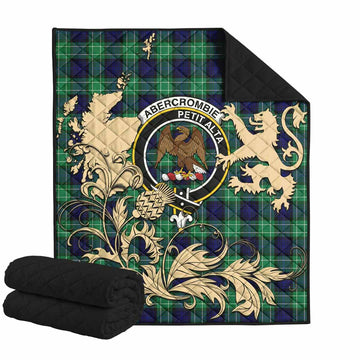 Abercrombie Tartan Crest Premium Quilt with Scottish Iconic Symbols 