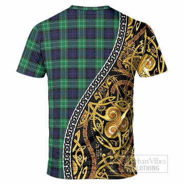 Abercrombie Tartan Crest T-Shirt Celtic Knot and Triple Trickle Spiral Symbols