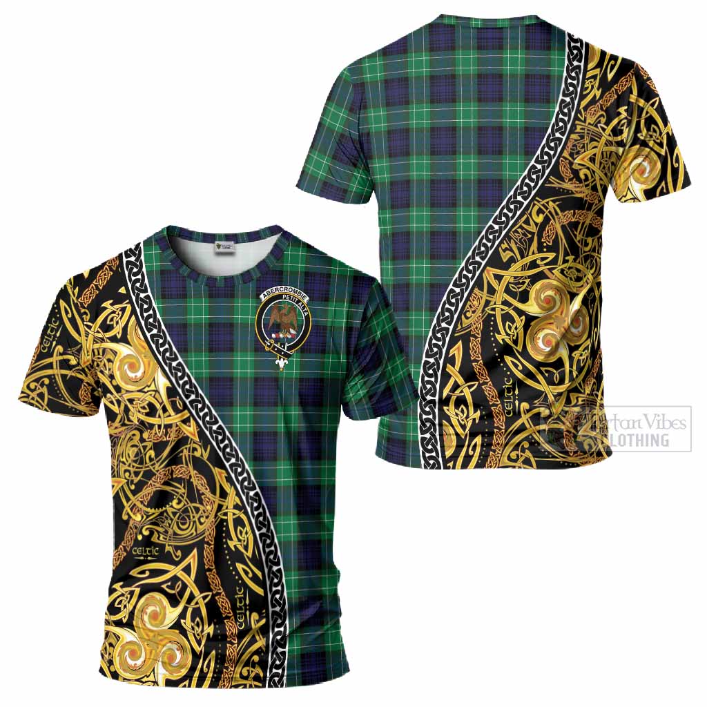 Abercrombie Tartan Crest T-Shirt Celtic Knot and Triple Trickle Spiral Symbols
