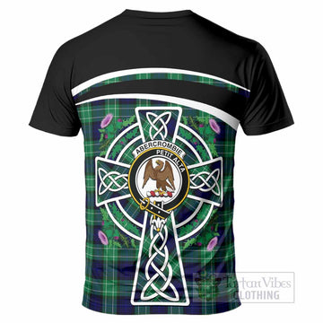 Abercrombie Tartan Crest T-Shirt Scottish Thistle Celtic Cross Alba Gu Brath