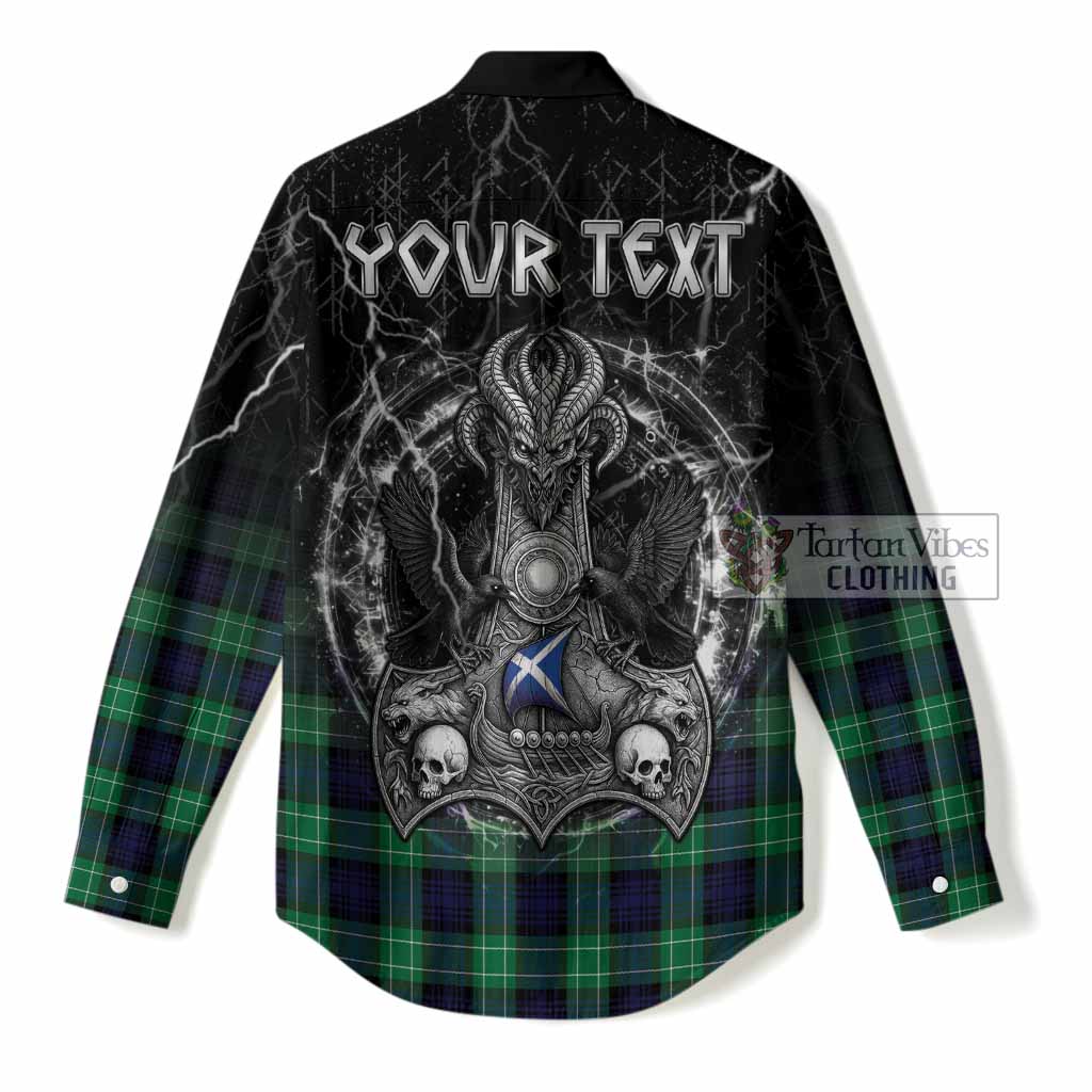Abercrombie Tartan Crest Women Casual Shirt Celtic Odin's Raven Legacy