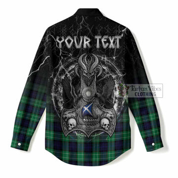 Abercrombie Tartan Crest Women Casual Shirt Celtic Odin's Raven Legacy